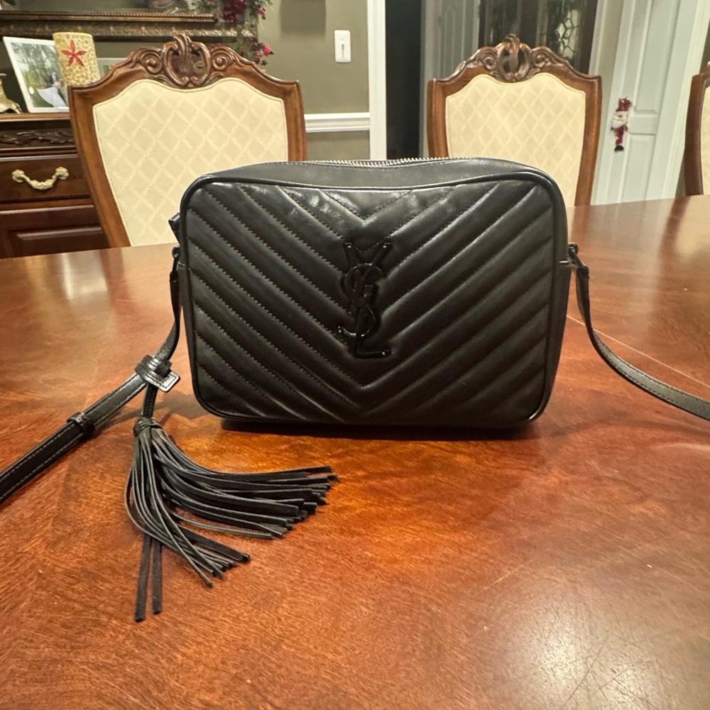 Saint Laurent Lou Camera Crossbody Bag - rare black on black color!